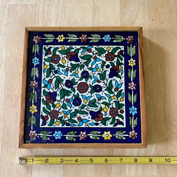 Armenian pottery Jerusalem. Clay tile trivet in a wooden case - Picture 7 of 7